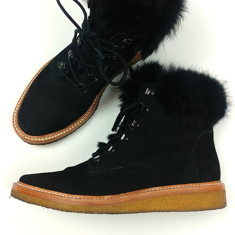 Botkier Black Suede Fur Winter Boots - Picture 1 of 9